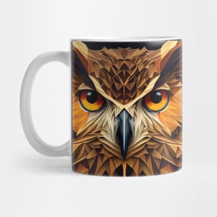 Triangle Owl - Abstract polygon animal face staring Mug